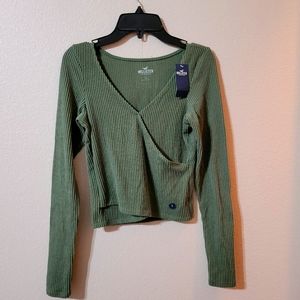 Crop Long Sleeved Ribbed Shirt